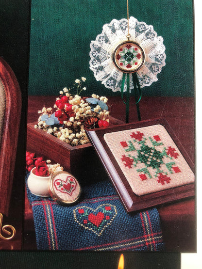 The Need'l Love Company, Hearts & Holly, Designed by, Renee Nanneman, Vintage 1988, Counted Cross Stitch, Pattern Book
