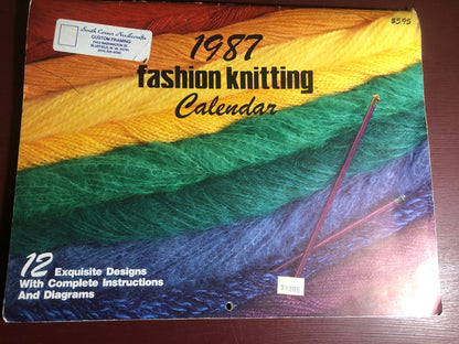 Fashion Knitting Calendar, Vintage 1987, Knitting Calendar