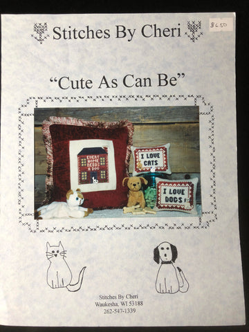 Stitches by Cheri, Cute As can be, I love Cats, I love Dogs, Counted Cross Stitch Patterns