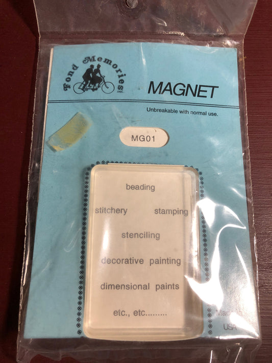 Fond Memories, Magnet to Display Your Artwork / Stitching Design, MG01, Area 2 by 3 Inches, Depth 1/4 Inch