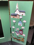 Little Town Buildings Vintage 1998 Fold Over Frame Painted Wood, Frame 3.5 by 5 inch Display Area