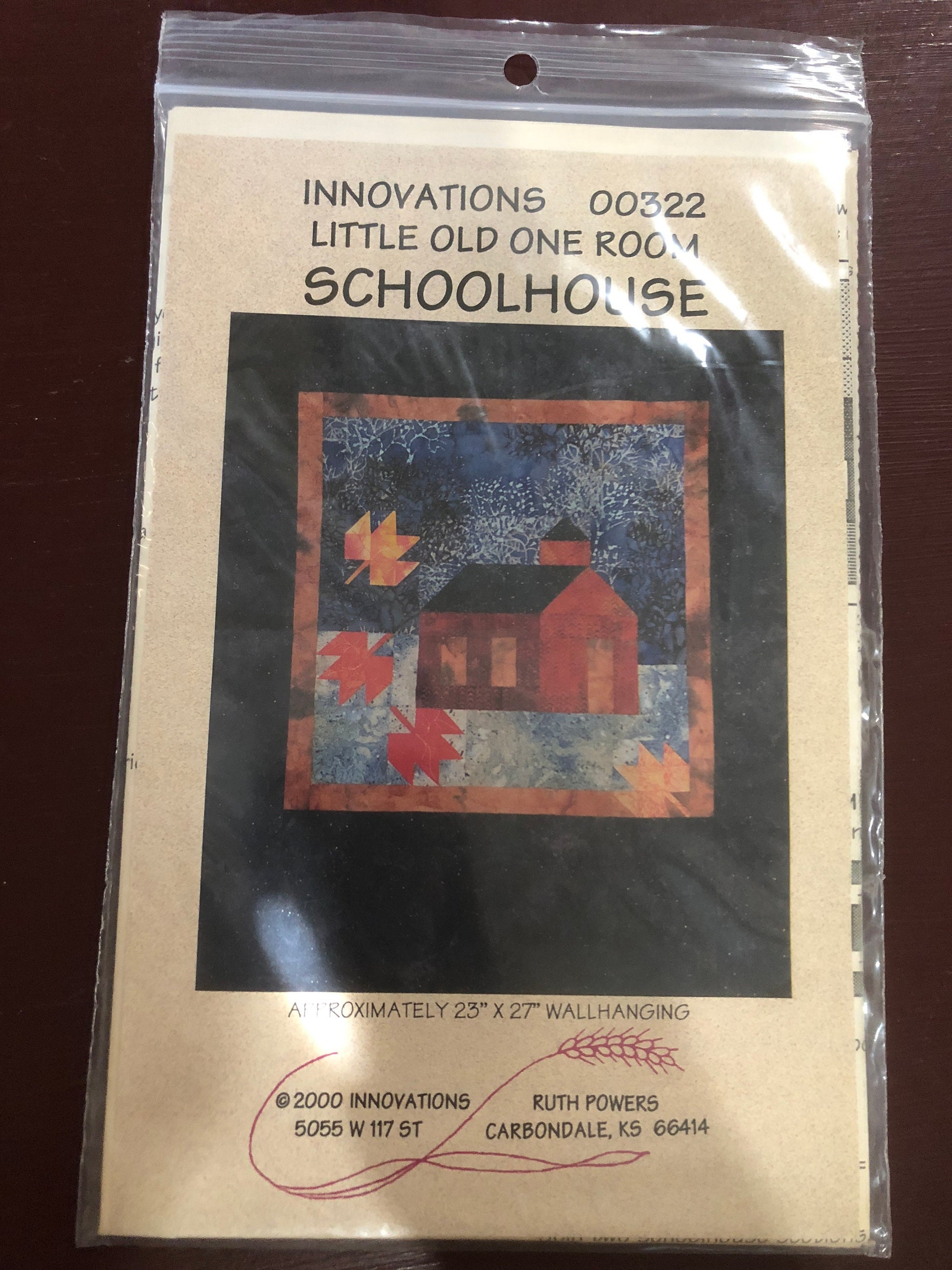 Innovations, Little One Room School House, Quilt Pattern, Finished Piece 23 by 27 inches