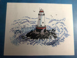 S.P. INK, Lighthouse !!, Sakonnet, Ri, Lighthouse on, Little Comorant Island, Vintage 1999 Counted Cross Stitch Pattern, 168w by 107h