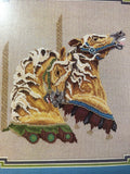 Stephanie Seabrook Hedgepath, Carousel Steeds, A Pegasus Publication, Vintage 1989, Counted, Cross Stitch, Pattern, stitch Count 135 by 140