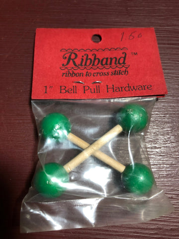 Ribband, Green, 1 Inch, Vintage Double Bell Pulls for use with Ribband 1