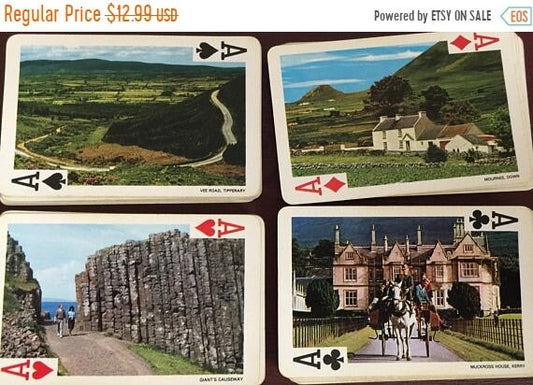 Two decks of used Vintage Collectible playing cards Ireland John Hinde 54 Colour views