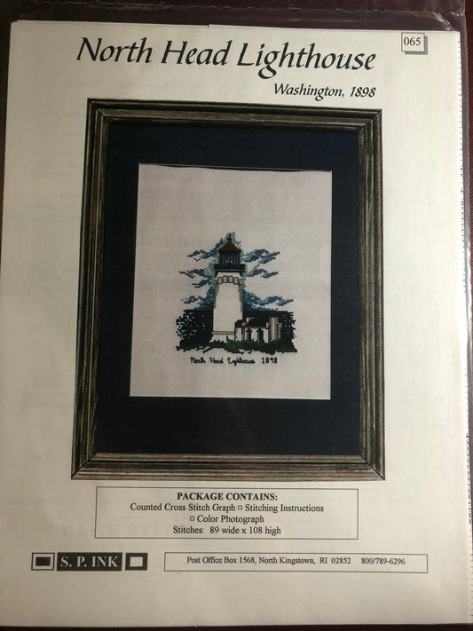S.P. Ink, Lighthouse V, North Head Light, Washington, 1898, Vintage, Counted, Cross Stitch Pattern, Stitch Count, 89 by 108