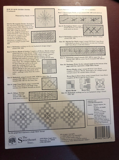 The Sweetheart Tree, Jacobean Floral Sampler, Sandra Cox Vanosdall, Vintage 1994, Counted Cross Stitch Pattern