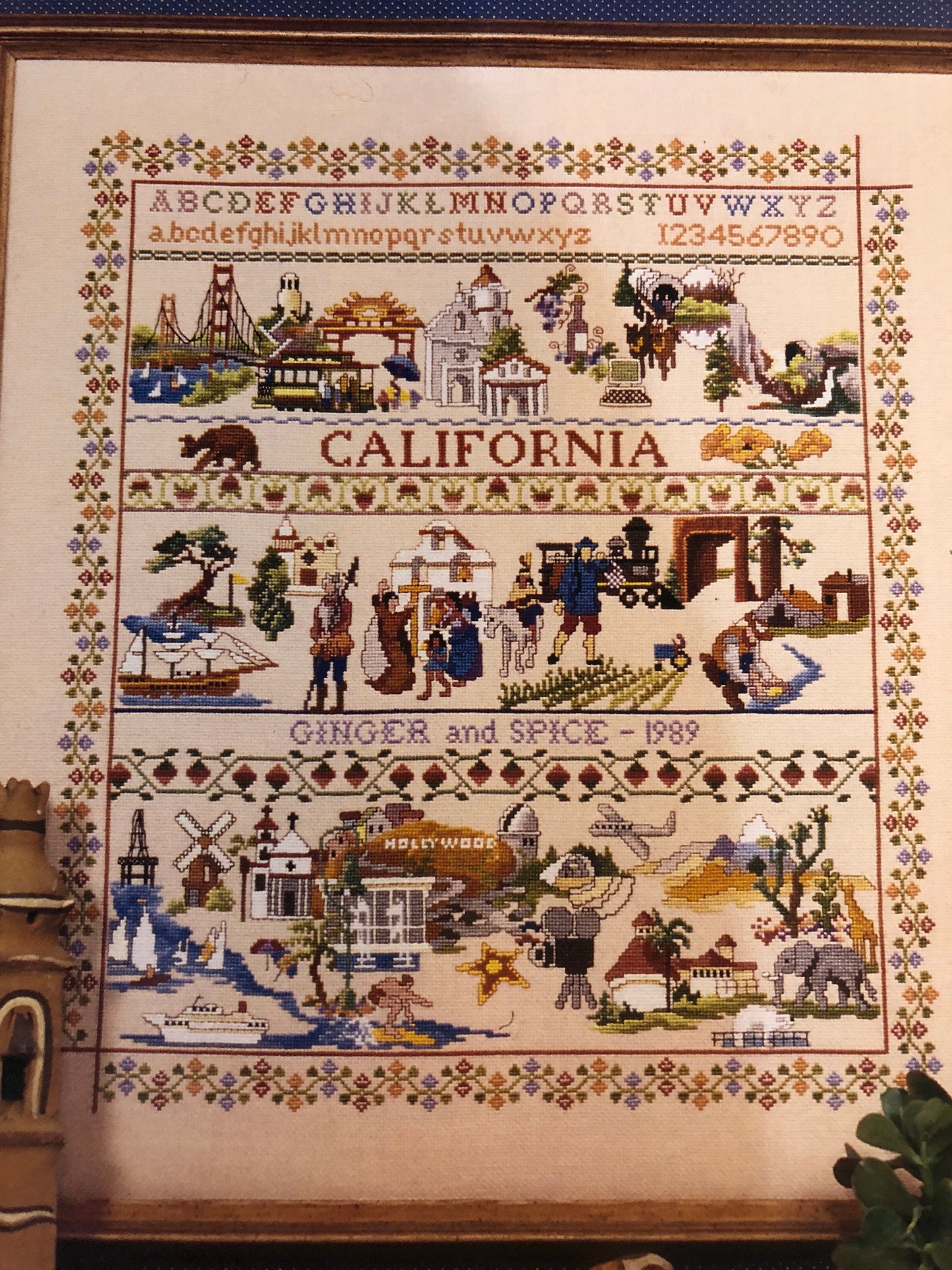 Ginger & Spice, California Sampler, Charted Designs by Ginger Gouger Vintage, Counted Cross Stitch Pattern 9003, 300 by 270