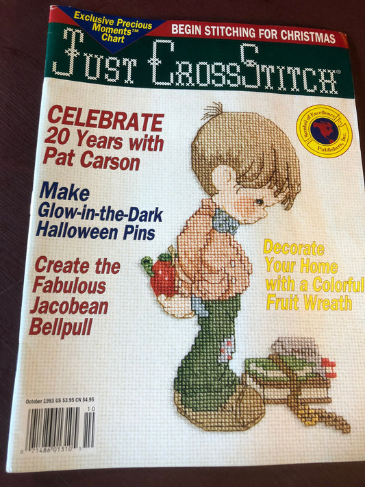 Just Cross Stitch Magazine 1993, October, Featuring Pat Carson