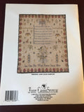 Just Cross Stitch, Jane Giles Sampler, Vintage 1993, Counted Cross Stitch Pattern, 27 by 30 Inch, 35 Count, Tea Dyed, Linen Included