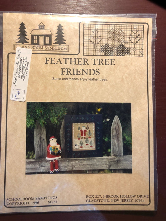 Schoolroom Sampling, Feather Tree Friends, Santa and Friends Enjoy Feather Trees, Vintage 1996, Counted Cross Stitch Pattern