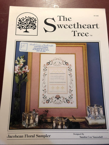 The Sweetheart Tree, Jacobean Floral Sampler, Sandra Cox Vanosdall, Vintage 1994, Counted Cross Stitch Pattern