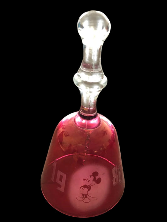 Disney 1986 Micky Mouse Red Glass Bell Vintage Collectible Disney Collectible