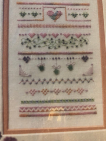 Mosey N' Me, Hearts & Stars Mini Sampler, Vintage 1994, Counted, Cross Stitch Pattern, Stitch Count, 104 by 152