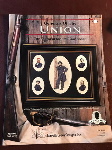 Jeaneete Crews Designs, Generals of the Union, 4th in the Civil War Series, Vintage 1992, Counted Cross Stitch Pattern