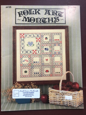 Folk Art Months, From the Graphmenagerie, #18, Vintage Counted Cross Stitch Patterns