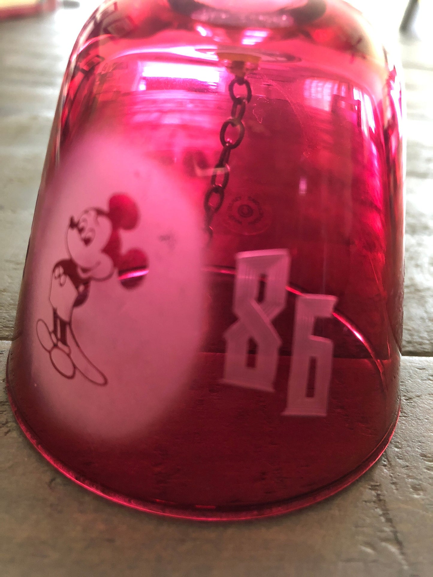 Disney 1986 Micky Mouse Red Glass Bell Vintage Collectible Disney Collectible