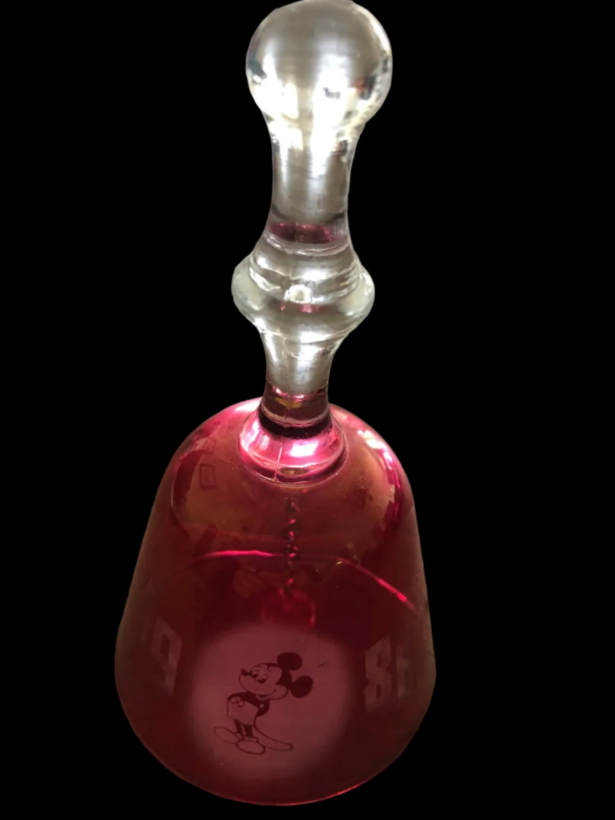 Disney 1986 Micky Mouse Red Glass Bell Vintage Collectible Disney Collectible