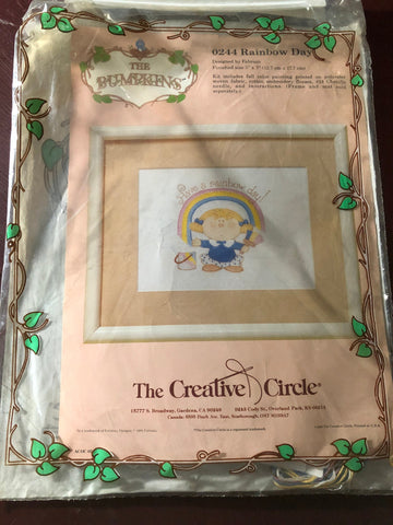 The Creative Circle, The Bumpkin's, Rainbow Day, 0244, Vintage, Embroidery Kit, 5 by 7 Inches
