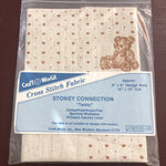 Craft World, Stoney Connection, Teddy, Vintage 1985, Cross Stitch Fabric, 14 Count Country Linen, 15 by 15 Inch Cut, 8 by 8 Design Area