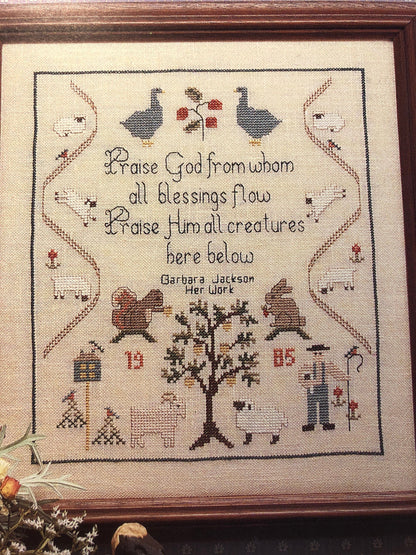 Homestead Sampler, Tristan Brooks Design, Vintage 1985, Counted Cross Stitch Pattern