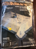 Progress, Dakota, Style 1900, Stamped Ruffle Table Cloth for Embroidery, Mustard Color, 52 Inch Square
