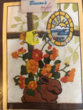 Bunny And Nasturtiums, Sunset Stitchery, Vintage 1983, Crewel Kit fits 5 by 7 Inch Frame