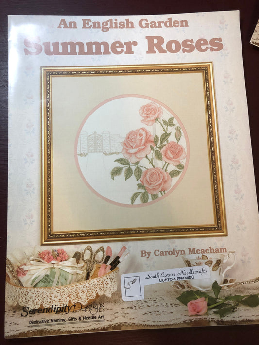An English Garden, Summer Roses, By Carolyn Meacham, Serendipity Designs, Vintage 1989, Counted Cross Stitch Design