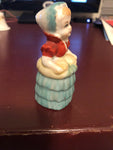 Little Girl in a Blue Dress and Bonnet Bell Figurine From Japan, Vintage Collectible