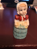 Little Girl in a Blue Dress and Bonnet Bell Figurine From Japan, Vintage Collectible