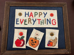 Happy Everything, Vintage, Save the Stitches, Already Finished, Framed, Cross Stitch Piece, 8 by 10 Inches