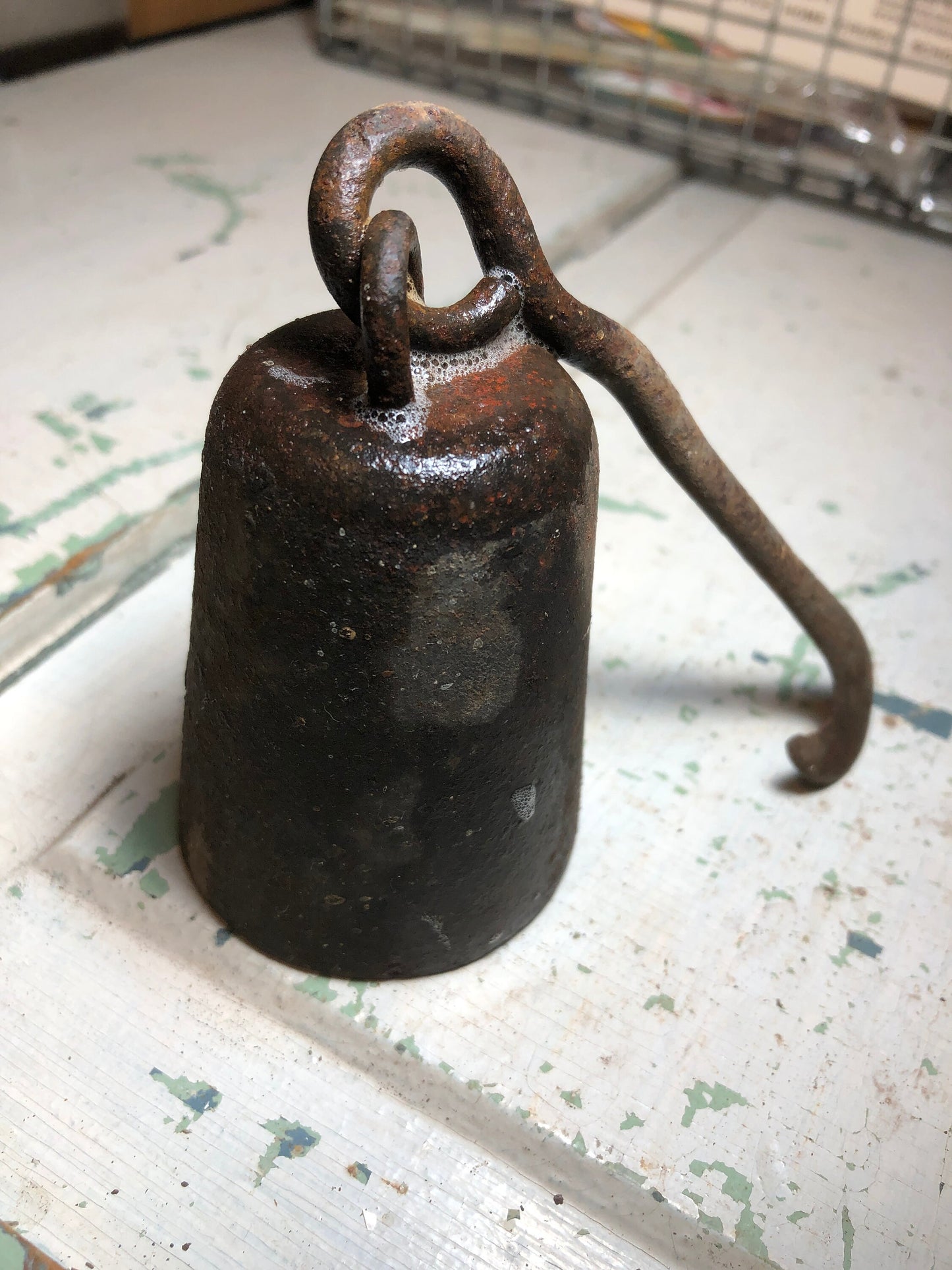 Antique Old Metal Iron 8 lb. 4 lb., and 2 lb. Set of 3 Merchants Hooked Scale Weights*