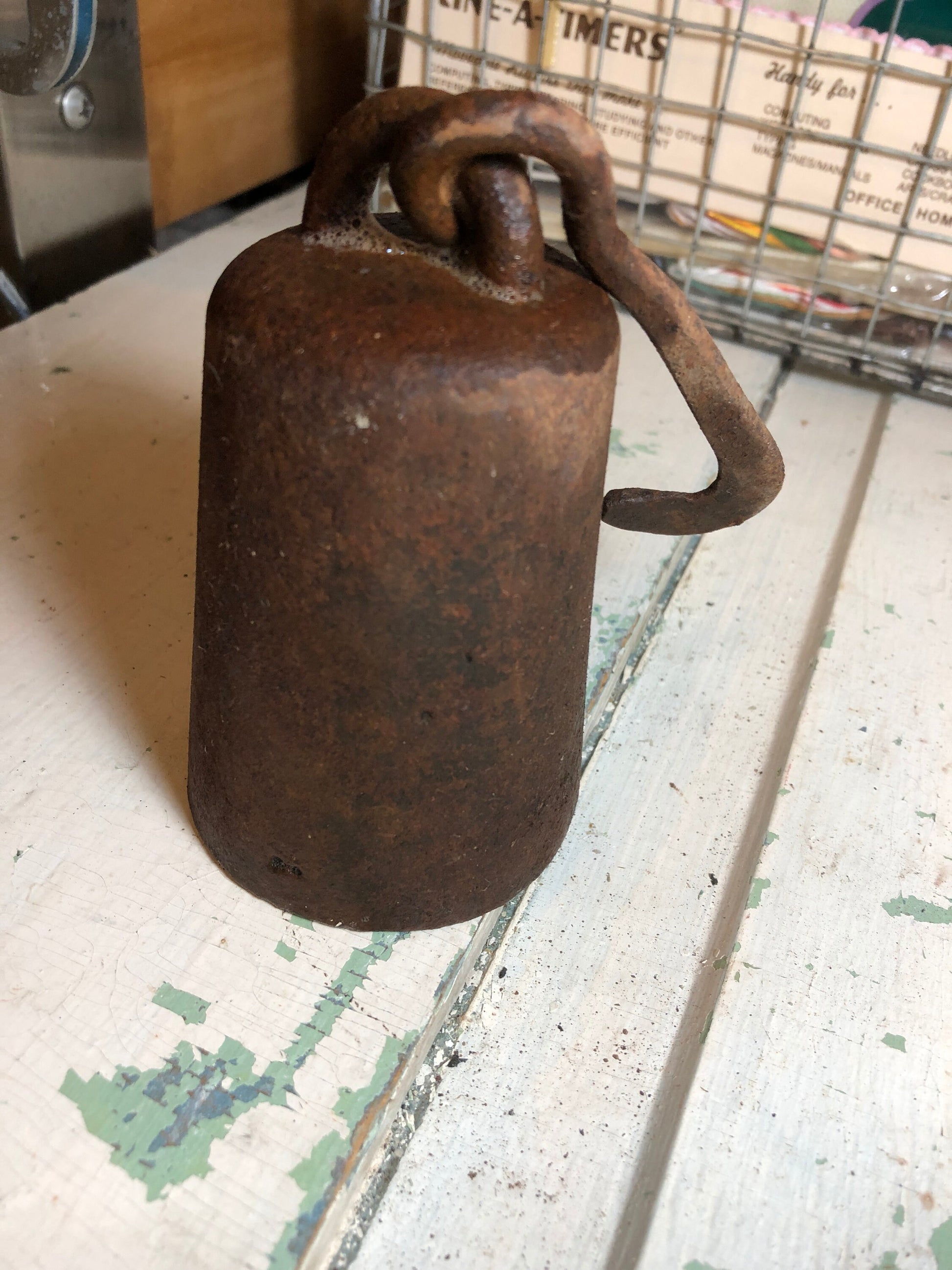 Antique Old Metal Iron 8 lb. 4 lb., and 2 lb. Set of 3 Merchants Hooked Scale Weights*