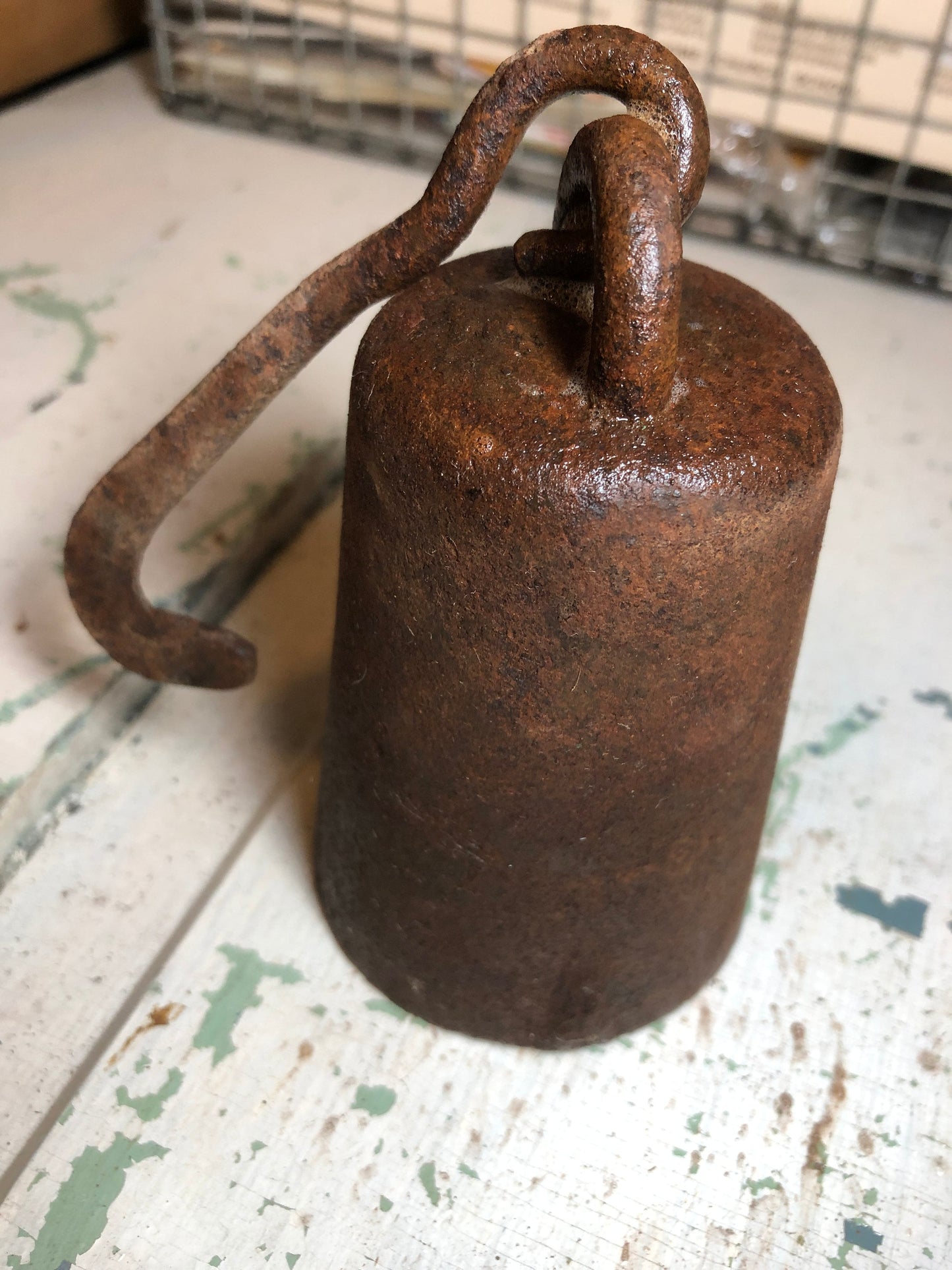 Antique Old Metal Iron 8 lb. 4 lb., and 2 lb. Set of 3 Merchants Hooked Scale Weights*