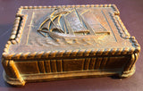Syroco Wood, Nautical Motif, Vintage Collectible, Cigarette Box, Made in Syracuse, New York, Rare, 6 by 4 inches