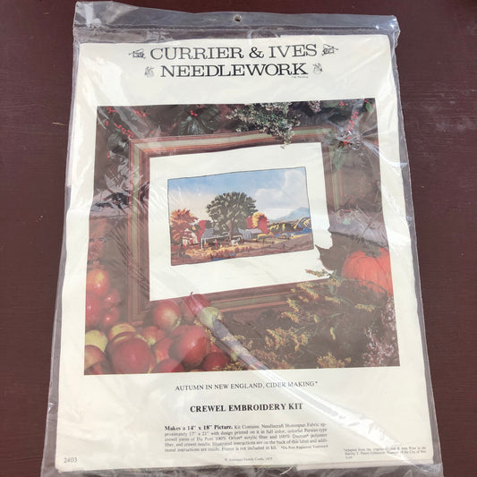 Autumn In New England, Cider Making, Currier & Ives, Needlework, Vintage 1975*