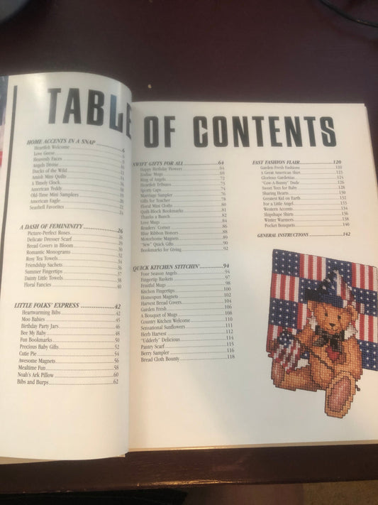 Quick As a Wink, by Leisure Arts and Oxmoor House, Vintage 1996, Hard Cover Cross Stitch Book