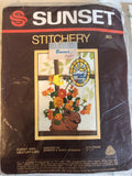 Bunny And Nasturtiums, Sunset Stitchery, Vintage 1983, Crewel Kit fits 5 by 7 Inch Frame