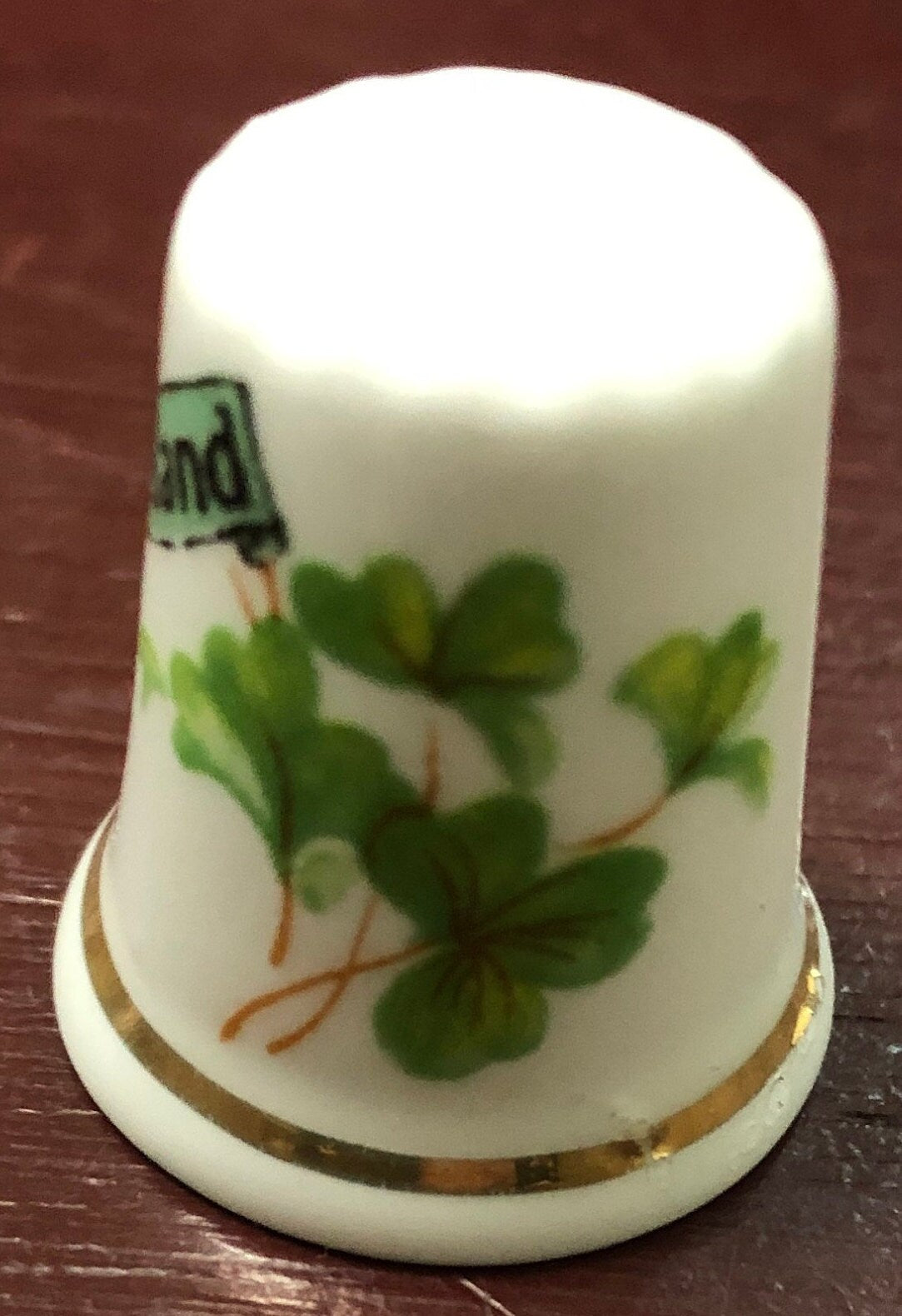 Lifiey Artifacts, Dublin, Ireland, with Clover, Porcelain Fine China, Sewing Thimble*