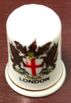 London with Royal Crest, Bone China, British Made, Porcelain Sewing Thimble, Vintage Collectible