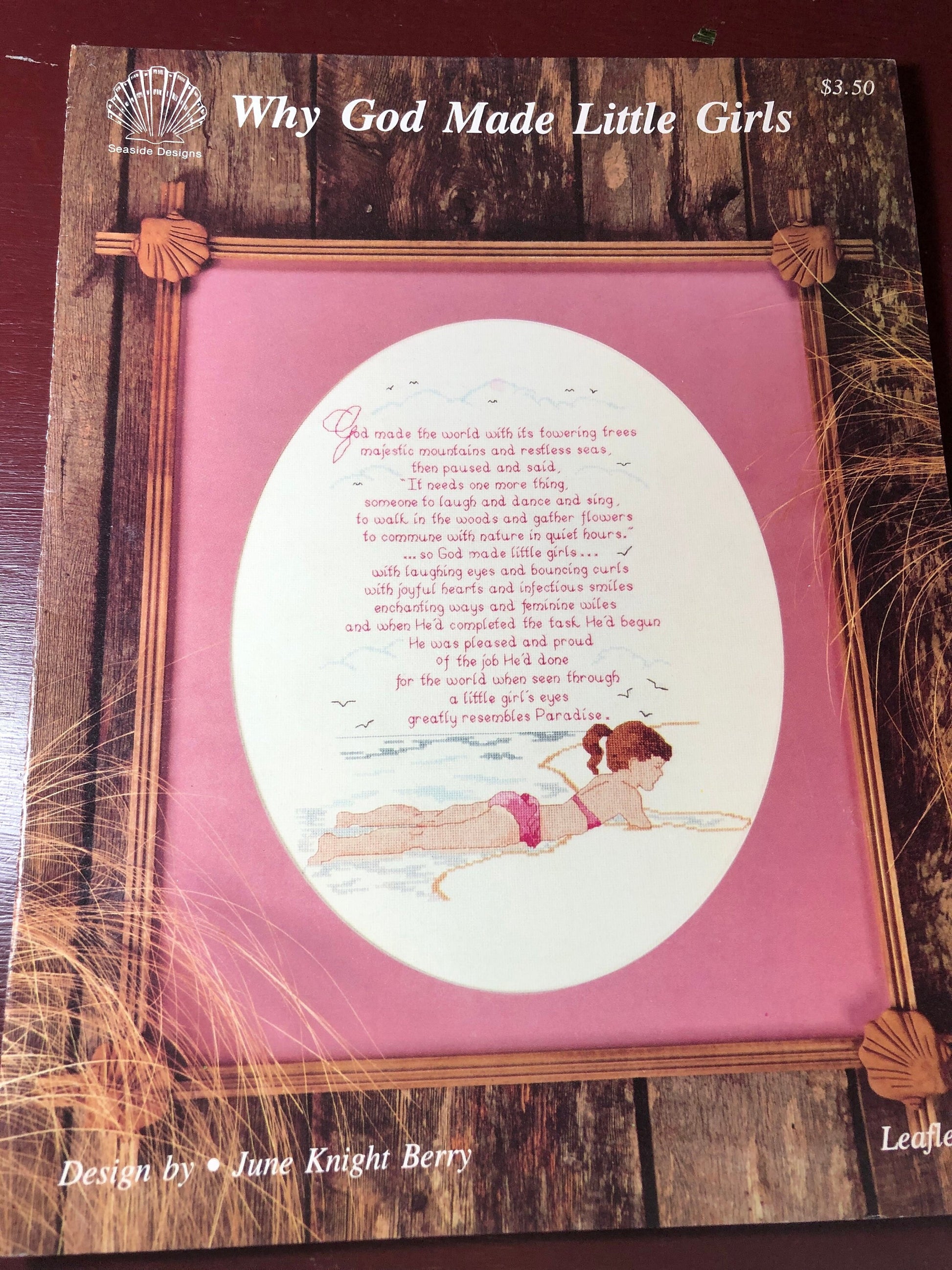Why God Made Little Girls, Seaside Designs, Design By June Knight Berry, Leaflet 8 Vintage, Counted Cross Stitch Pattern