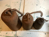 Antique Old Metal Iron 8 lb. 4 lb., and 2 lb. Set of 3 Merchants Hooked Scale Weights*