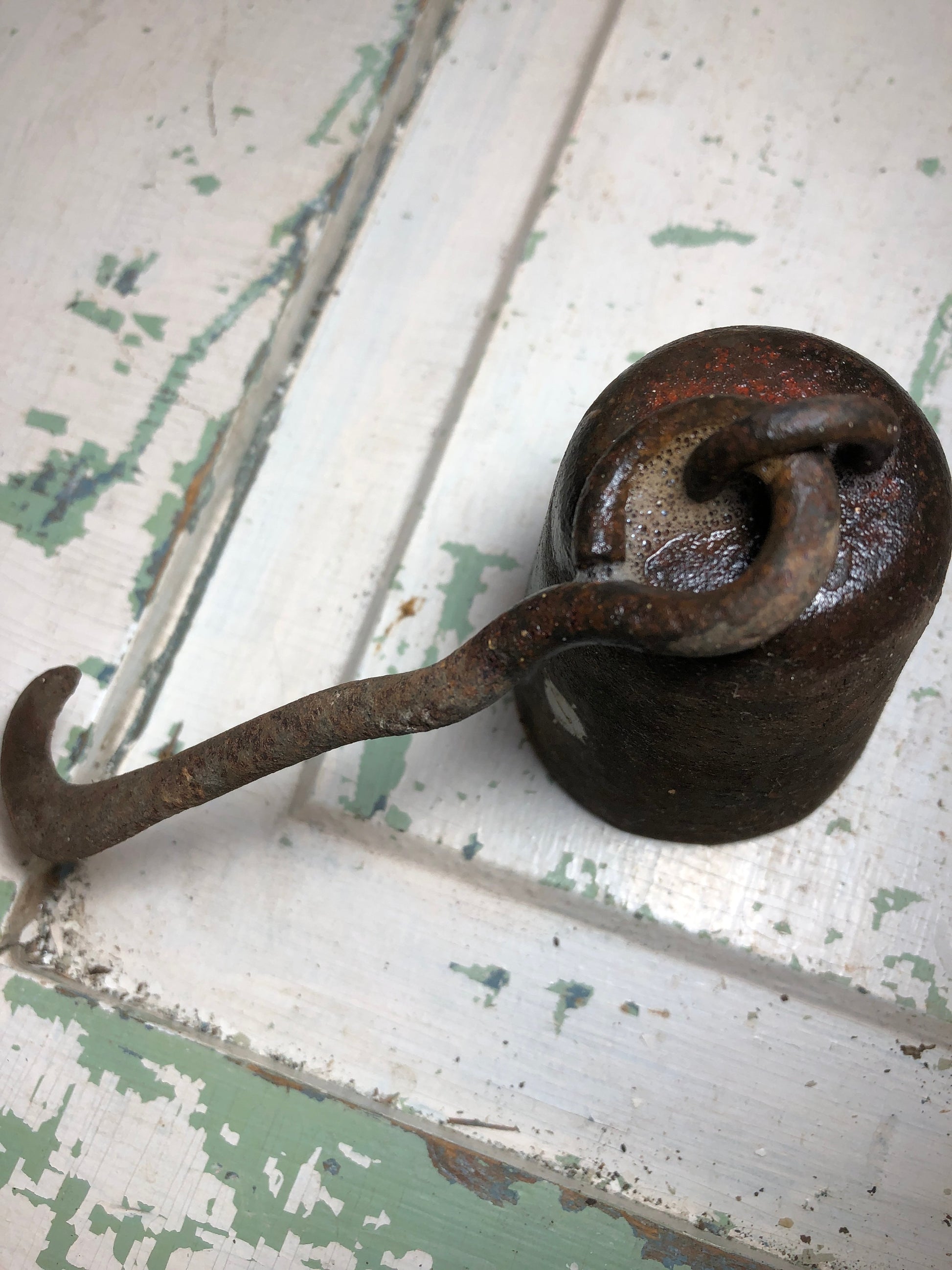 Antique Old Metal Iron 8 lb. 4 lb., and 2 lb. Set of 3 Merchants Hooked Scale Weights*