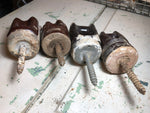 Collection of 4 Different Vintage Brown Porcelain Heavy Duty Electric Wire Insulators
