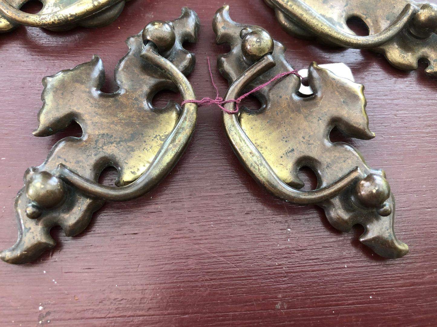 Drawer Pulls, 2 pairs of Vintage Victorian Hardware, 4 and 3.5 Inch