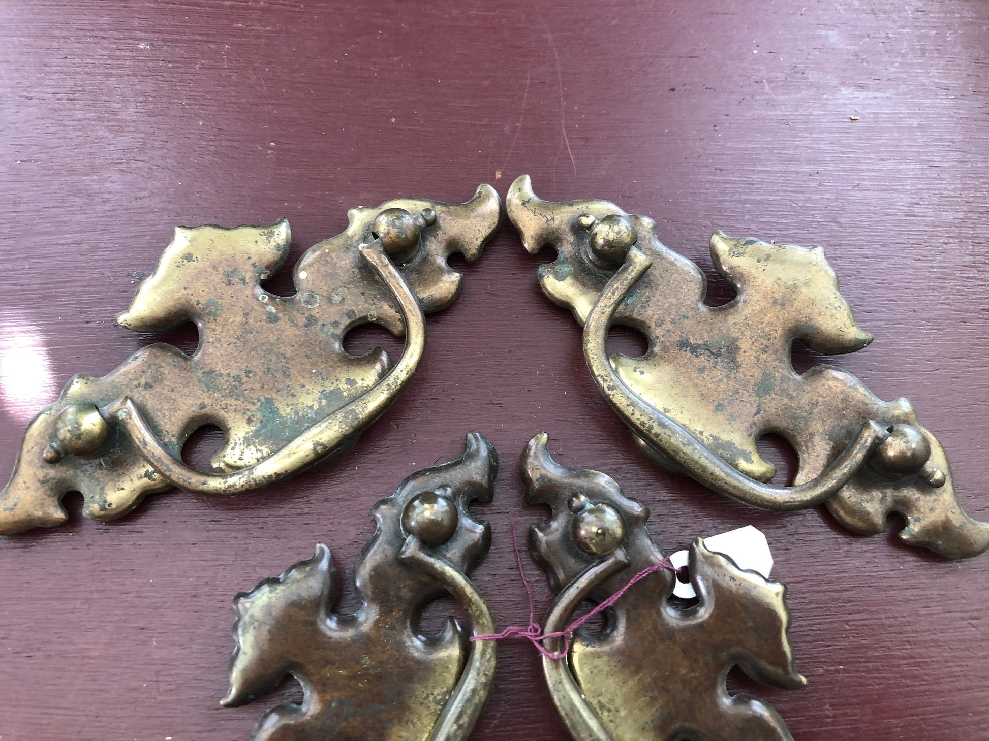 Drawer Pulls, 2 pairs of Vintage Victorian Hardware, 4 and 3.5 Inch