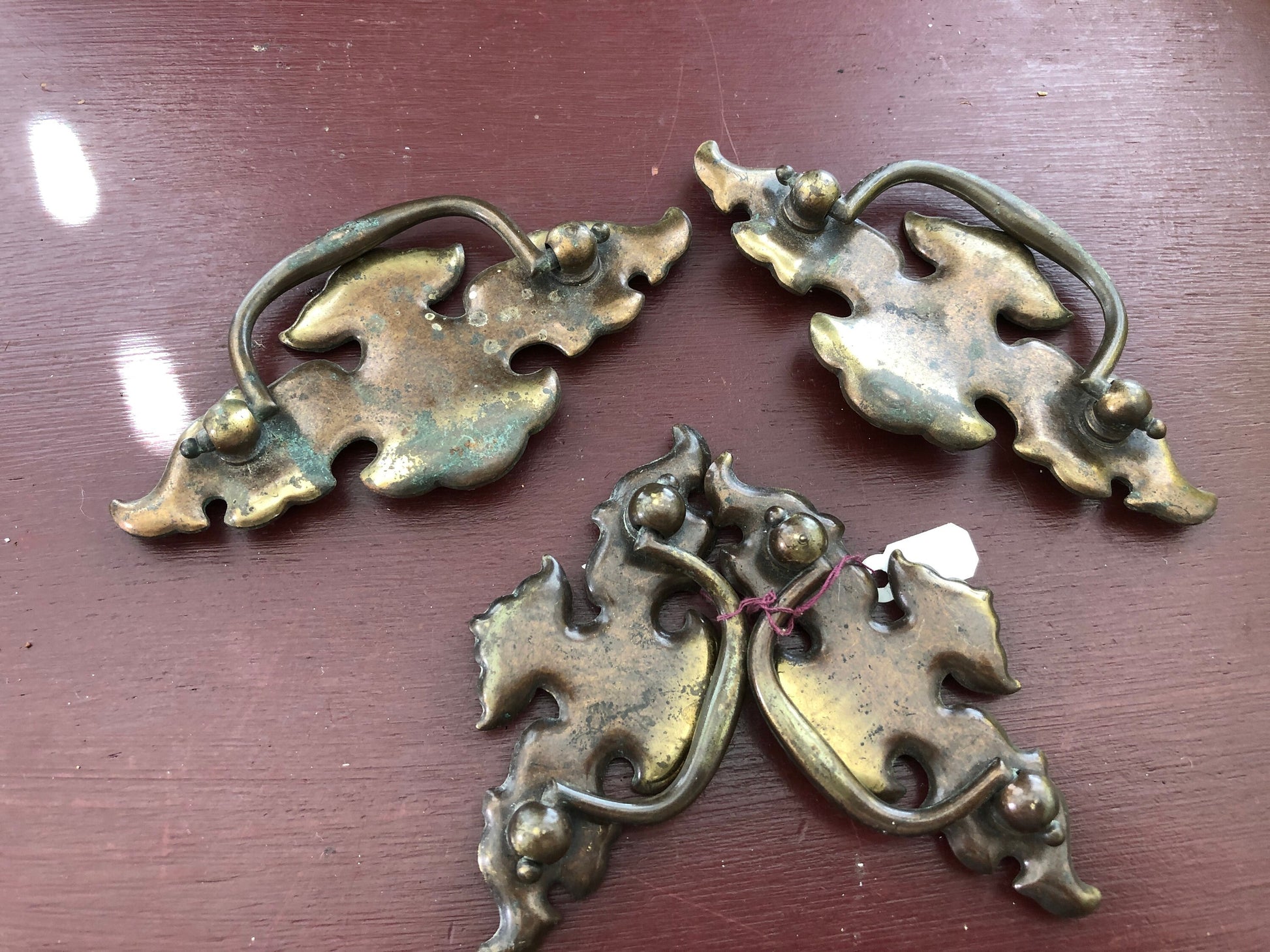 Drawer Pulls, 2 pairs of Vintage Victorian Hardware, 4 and 3.5 Inch