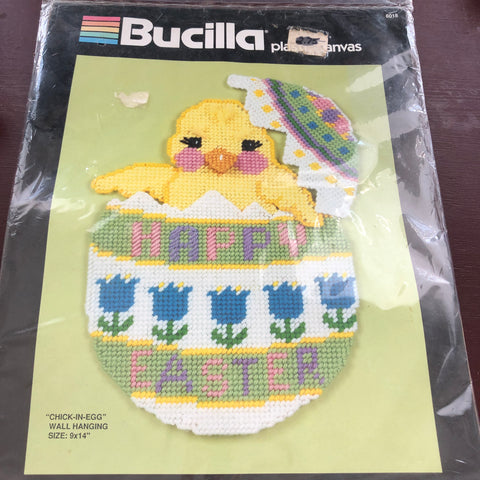 Chick-In-Egg, Wall Hanging, Bucilla, Plastic Canvas Kit, 9 by 14 Inches, Hard to Find