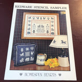 Redware Stencil Sampler, Homespun Hearts, Vintage 1987, Counted Cross Stitch Designs